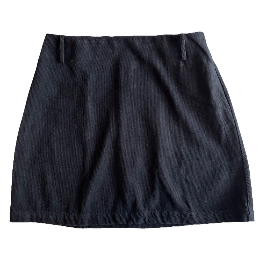 Nine West Skirt Women’s M Black Short A-Line 1/2 Zip 100% Cotton Closet Staple